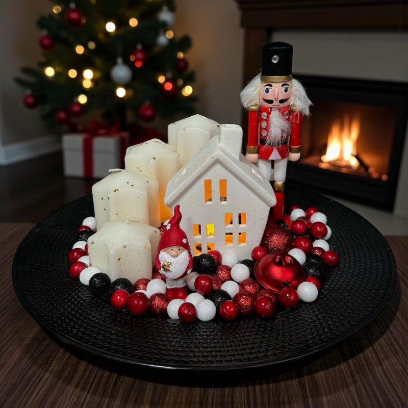 Karácsonyi asztaldísz – diótörővel