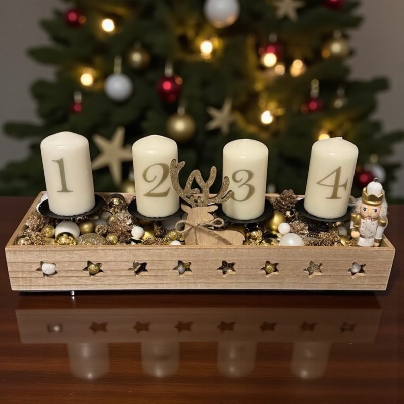 Karácsonyi asztaldísz – arany stílusban