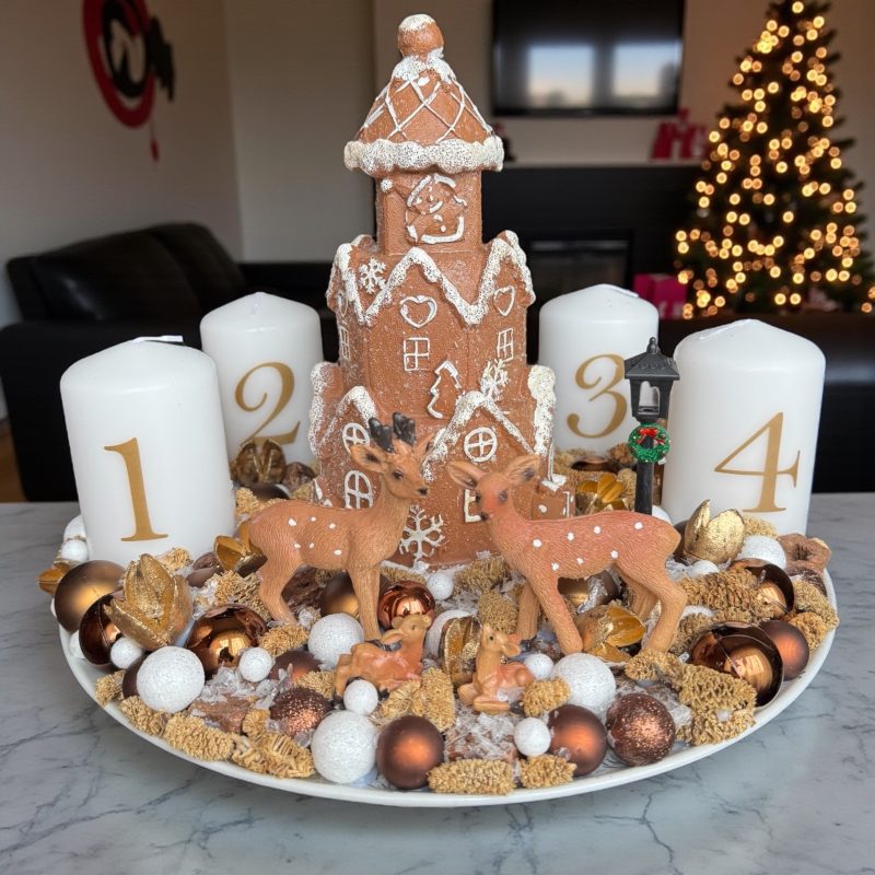 Karácsonyi asztaldísz - őzike család