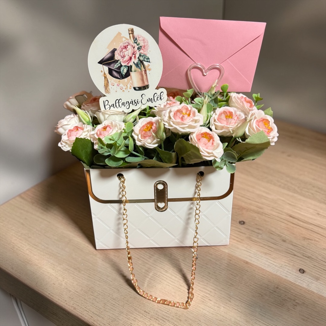 Ballagási virágtáska - pénzátadó borítékkal