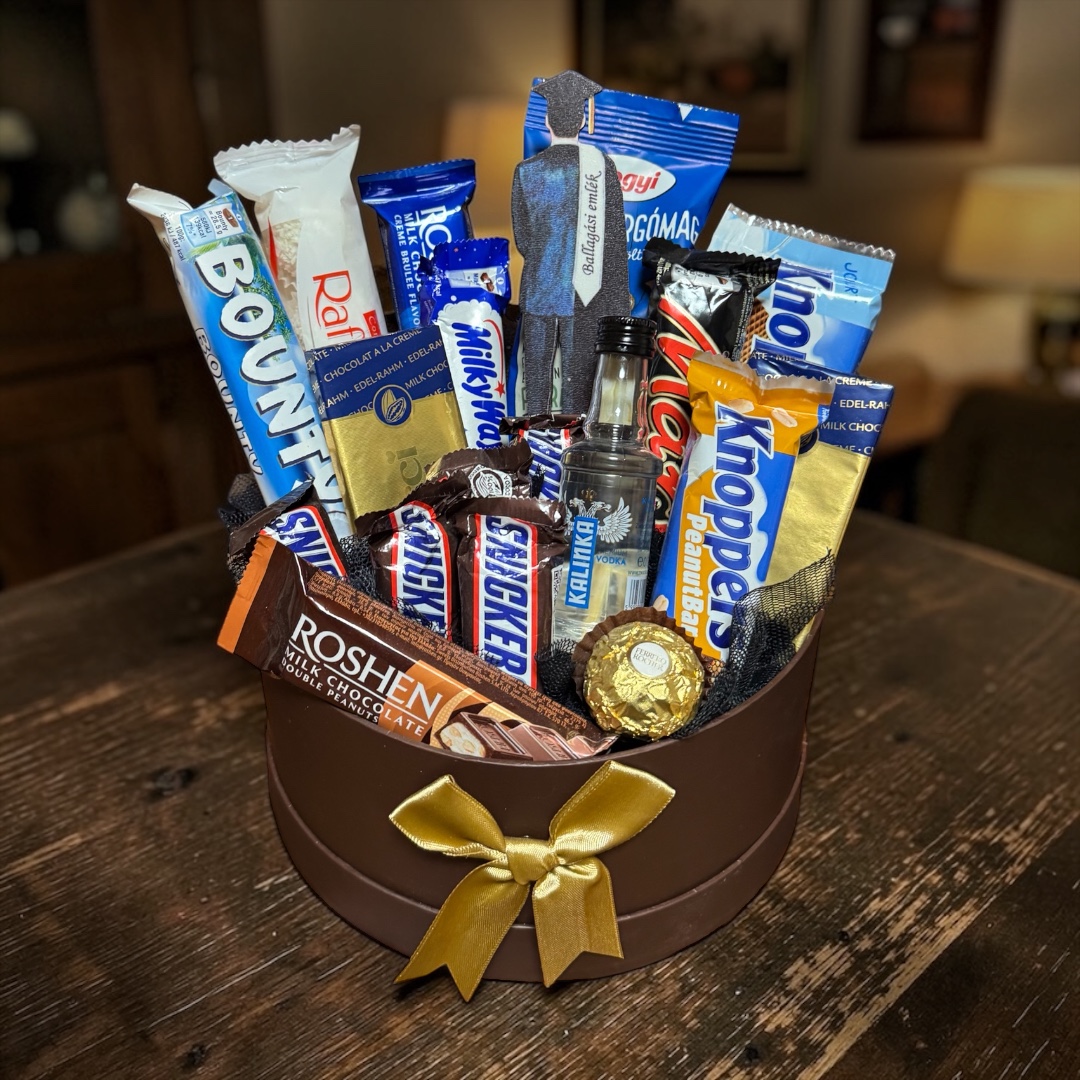 Ballagási édességbox emléktáblával