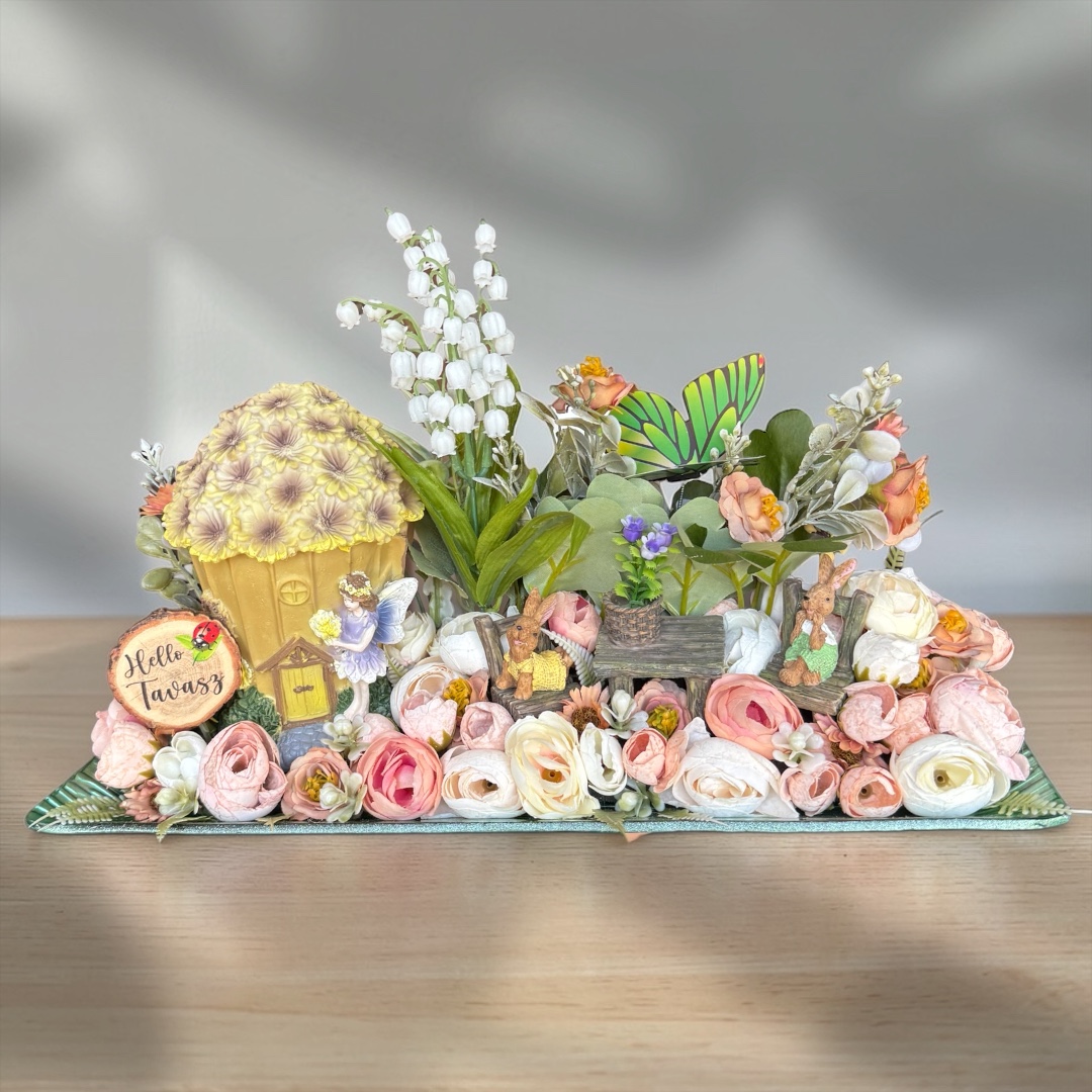 Tavaszi asztaldísz - tündér házikó