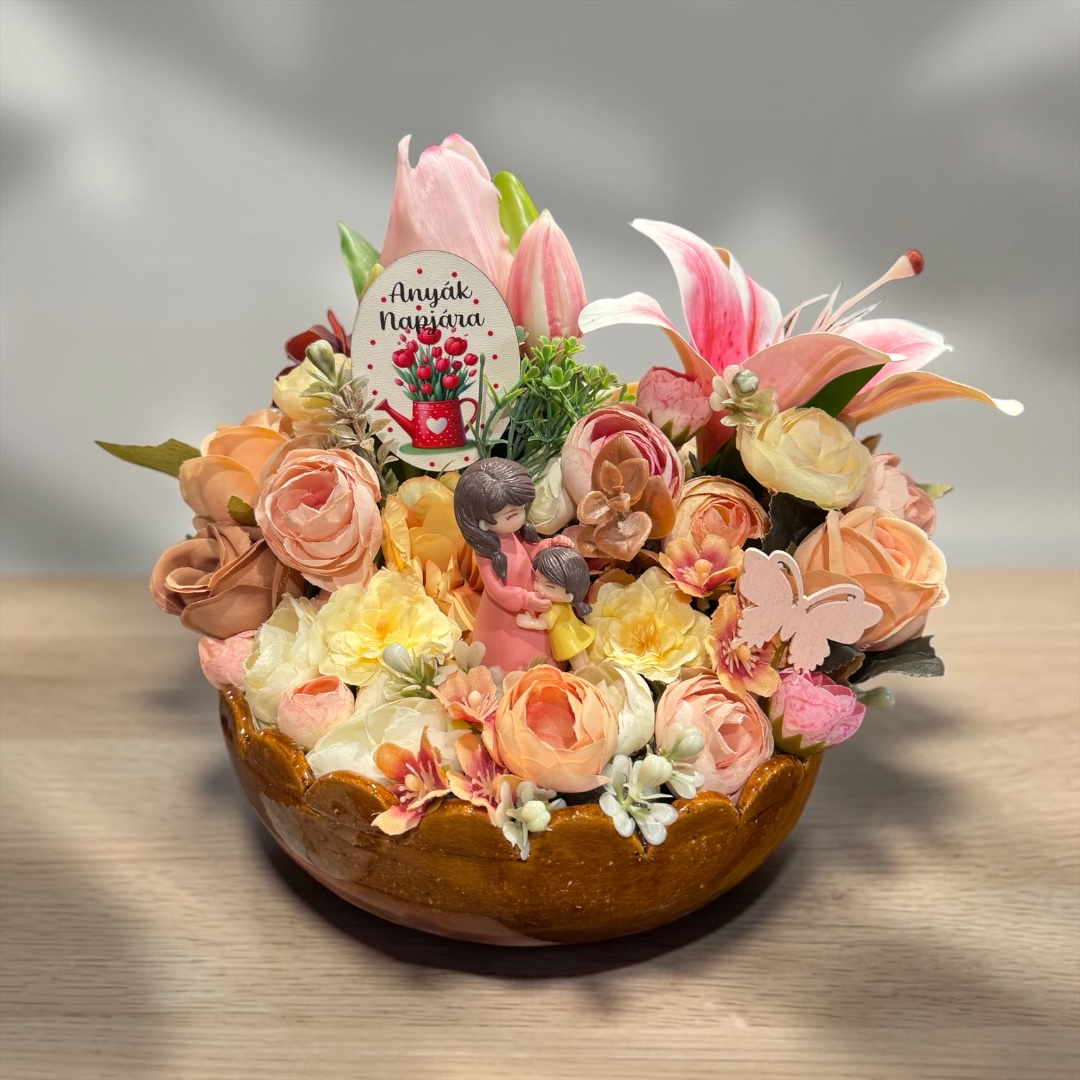 Anyák napi asztaldísz - Anya lánya figurával