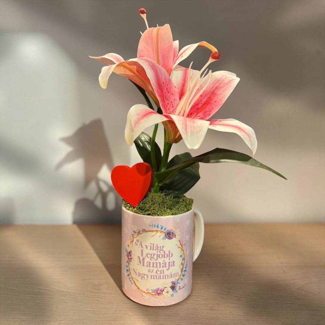 Anyák napi bögre liliommal - A világ legjobb mamája