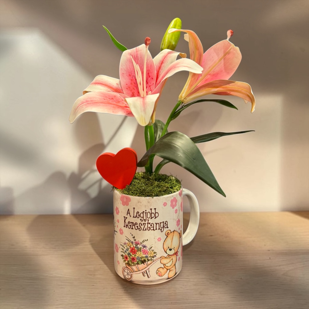 Anyák napi bögre liliommal - A legjobb keresztanya