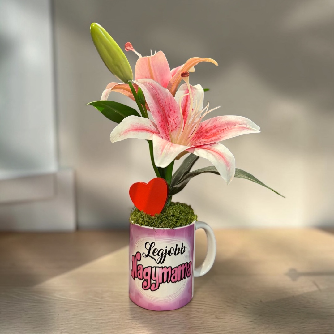 Anyák napi bögre liliommal - Legjobb Nagymama