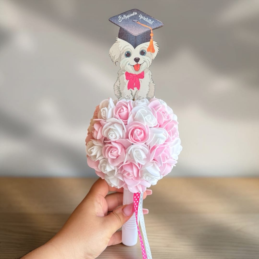 Bölcsis/mini ballagási csokor - kutyus