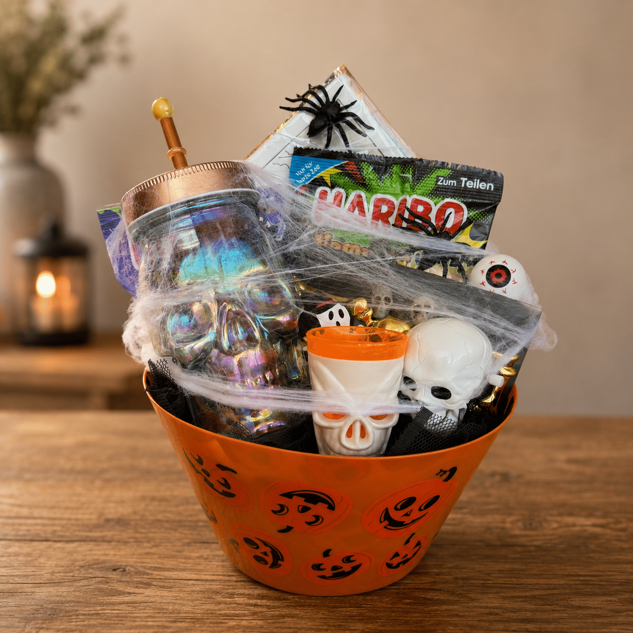 Halloween ajándékbox – édességekkel és koponyás meglepetésekkel