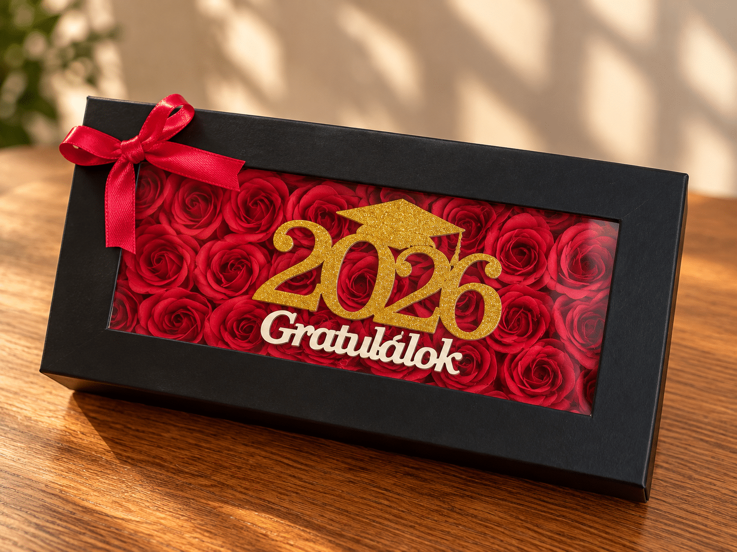 Szalagtűzős ajándékbox - szappanrózsával 2026